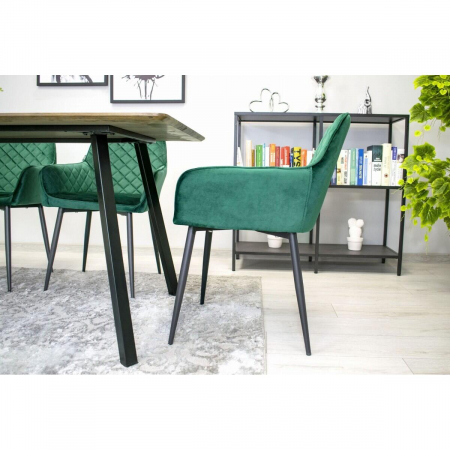 Scaun bucatarie/living, Artool, Nola, catifea, metal, verde si negru, 58x57x79 cm [6]