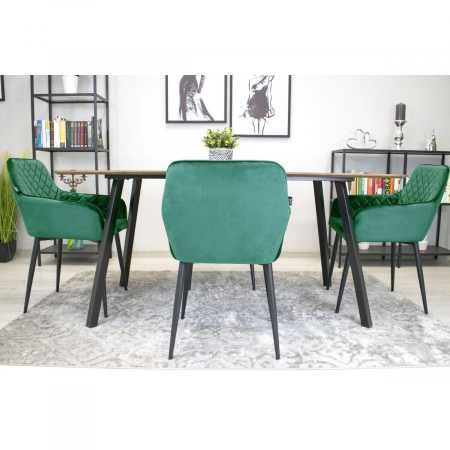 Scaun bucatarie/living, Artool, Nola, catifea, metal, verde si negru, 58x57x79 cm [5]