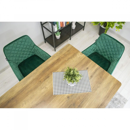 Scaun bucatarie/living, Artool, Nola, catifea, metal, verde si negru, 58x57x79 cm [7]