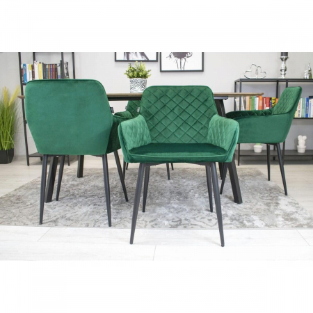 Scaun bucatarie/living, Artool, Nola, catifea, metal, verde si negru, 58x57x79 cm [4]