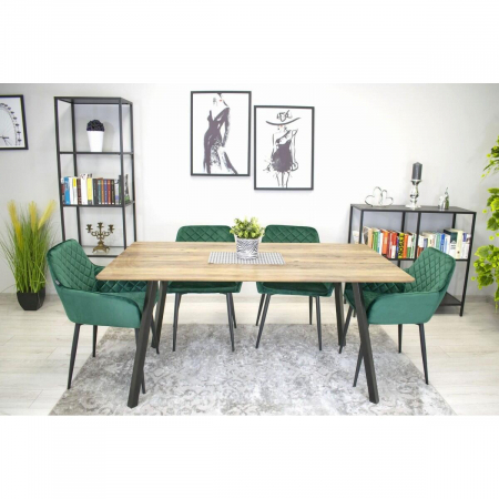 Scaun bucatarie/living, Artool, Nola, catifea, metal, verde si negru, 58x57x79 cm [3]