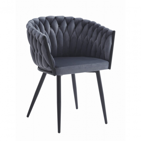 Scaune - Scaun bucatarie/living, Artool, Orion, catifea, metal, gri inchis si negru, 61x55x79 cm