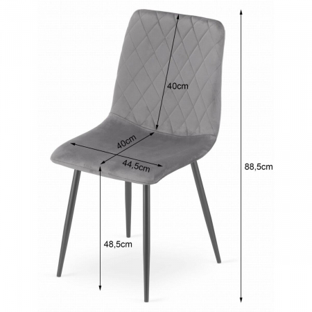 Scaun bucatarie/living, Artool, Turin, catifea, metal, argintiu si negru, 44.5x53x88.5 cm [1]