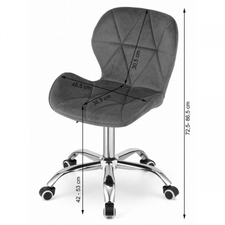 Scaun de birou, Artool, Avola, rotativ, catifea, gri, 46.5x55x86.5 cm [4]
