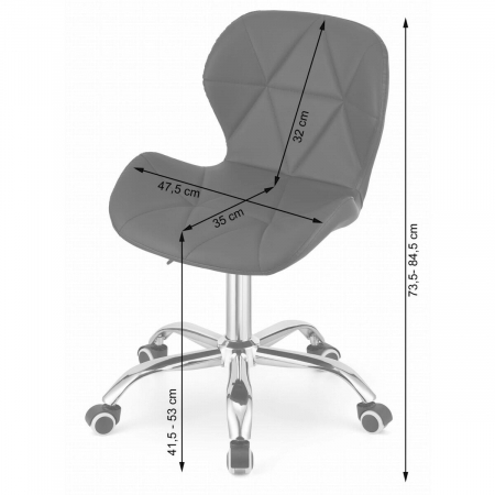 Scaun de birou, Artool, Avola, rotativ, piele ecologica, alb, 53.5x55.5x73.5-84.5 cm [4]