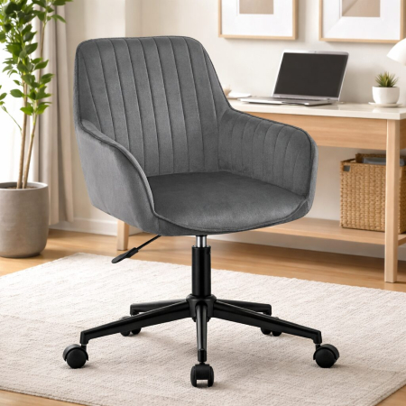 Scaune birou - Scaun de birou, Artool, Roxy, rotativ, catifea, gri si negru, 60x65x80-89 cm
