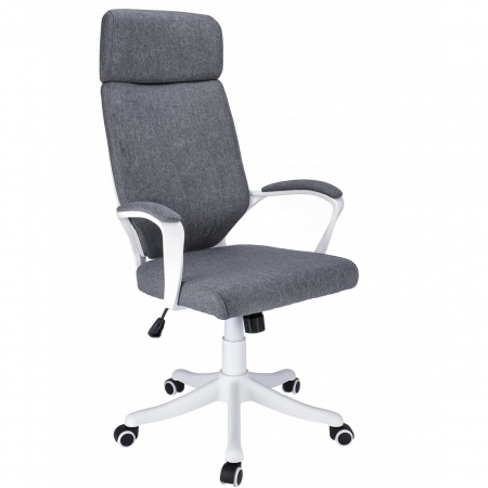 Scaune birou - Scaun de birou, Jumi, rotativ, functie tilt, textil, gri si alb, max 120 kg, 64x65x111-120 cm