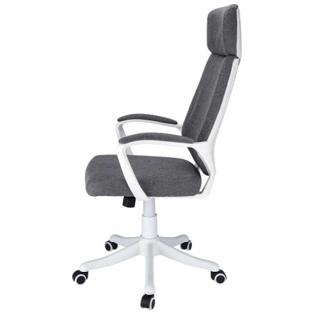 Scaun de birou, Jumi, rotativ, functie tilt, textil, gri si alb, max 120 kg, 64x65x111-120 cm [5]