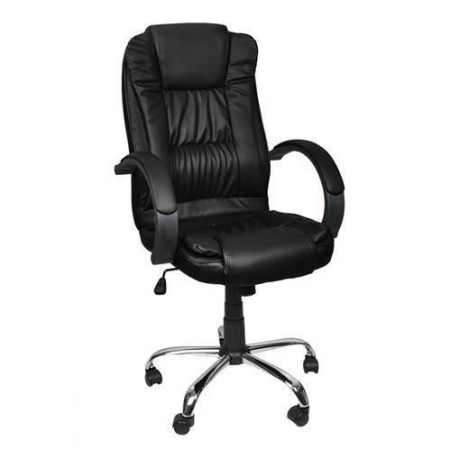 Scaun de birou, rotativ, functie tilt, piele ecologica, otel, negru, max 130 kg, 60x60x113/123 cm, Malatec [10]