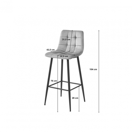 Scaun de bucatarie/bar, Artool, Arceto, catifea, otel, argintiu si negru, 43.5x32.5x104 cm [1]
