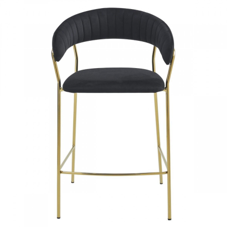 Scaun de bucatarie/bar, Artool, Badia, catifea, otel, negru si auriu, 46x45x94 cm [2]