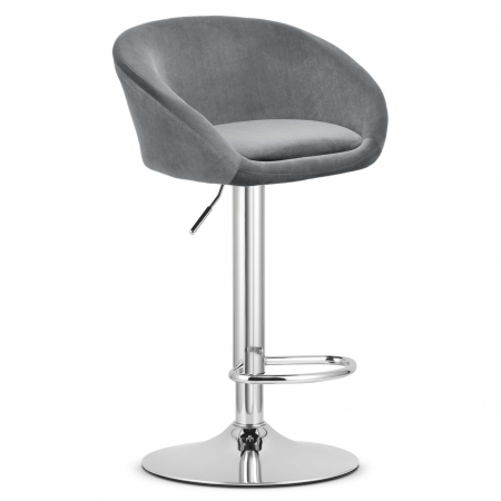 Scaune - Scaun de bucatarie/bar, Artool, East, rotativ, catifea, gri si argntiu, 53x46x81-103 cm