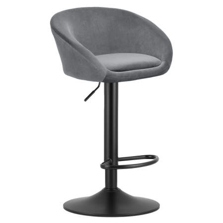 Scaune - Scaun de bucatarie/bar, Artool, East, rotativ, catifea, gri si negru, 53x46x81-103 cm