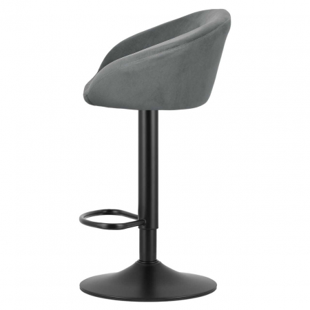 Scaun de bucatarie/bar, Artool, East, rotativ, catifea, gri si negru, 53x46x81-103 cm [4]