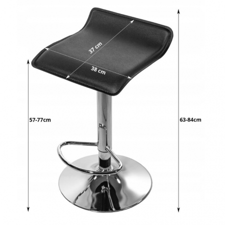 Scaun de bucatarie/bar, Artool, Fort, rotativ, piele ecologica, negru si argintiu, 38x39x84 cm [4]