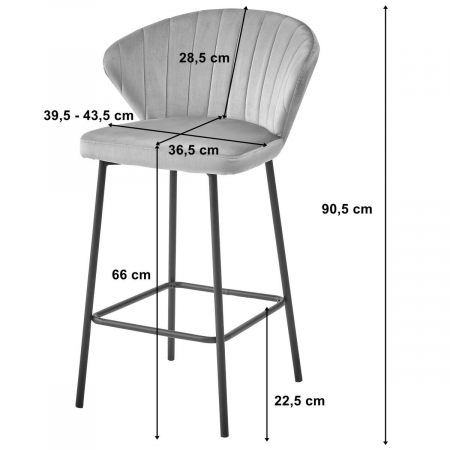 Scaun de bucatarie/bar, Artool, Gatta, catifea, metal, roz si negru, 55x49x90.5 cm [6]