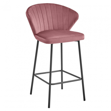 Scaune - Scaun de bucatarie/bar, Artool, Gatta, catifea, metal, roz si negru, 55x49x90.5 cm