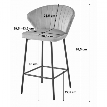 Scaun de bucatarie/bar, Artool, Gatta, catifea, otel, argintiu si negru, 43.5x36.5x90.5 cm [1]