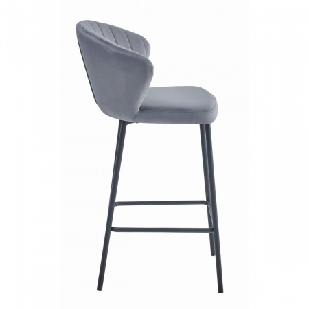 Scaun de bucatarie/bar, Artool, Gatta, catifea, otel, gri si negru, 43.5x36.5x90.5 cm [4]
