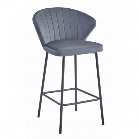 Scaune - Scaun de bucatarie/bar, Artool, Gatta, catifea, otel, gri si negru, 43.5x36.5x90.5 cm