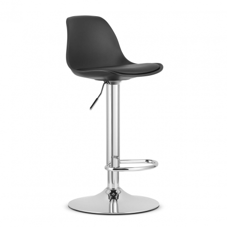 Scaune - Scaun de bucatarie/bar, Artool, Hoga, rotativ, PP, piele ecologica, negru si argintiu, 38x40x81-102 cm