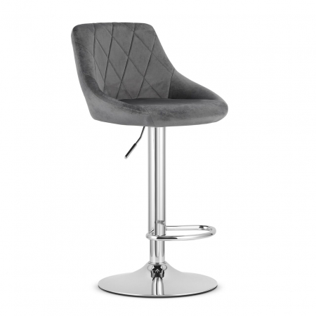 Scaune - Scaun de bucatarie/bar, Artool, Kast, rotativ, catifea, gri si argintiu, 45.5x49x85-105 cm