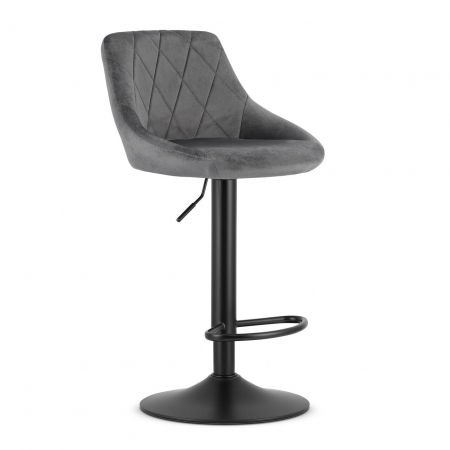 Scaune - Scaun de bucatarie/bar, Artool, Kast, rotativ, catifea gri, picior metal negru, 45.5x49x85-105 cm