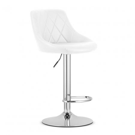 Scaune - Scaun de bucatarie/bar, Artool, Kast, rotativ, piele ecologica, alb si argintiu, 45.5x48.5x85-105 cm