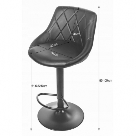 Scaun de bucatarie/bar, Artool, Kast, rotativ, piele ecologica, negru, 45.5x48.5x85-105 cm [5]