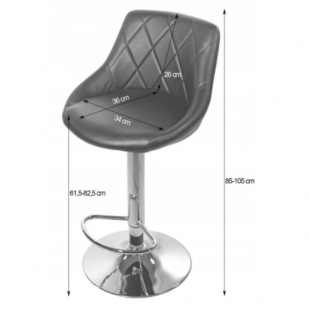 Scaun de bucatarie/bar, Artool, Kast, rotativ, piele ecologica, negru si argintiu, 45.5x48.5x85-105 cm [6]