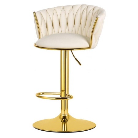 Scaun de bucatarie/bar, Artool, Mig, rotativ, catifea bej, picior metal auriu, 51x50x84-105 cm [3]