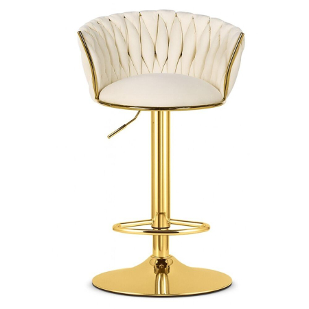Scaun de bucatarie/bar, Artool, Mig, rotativ, catifea bej, picior metal auriu, 51x50x84-105 cm [5]
