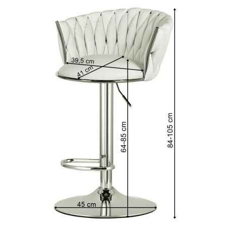 Scaun de bucatarie/bar, Artool, Mig, rotativ, catifea bej, picior metal auriu, 51x50x84-105 cm [7]