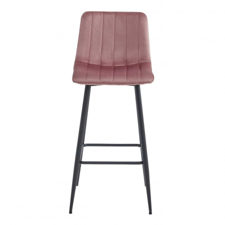 Scaun de bucatarie/bar, Artool, Pozza, catifea, otel, roz si negru, 43x35x104 cm [3]