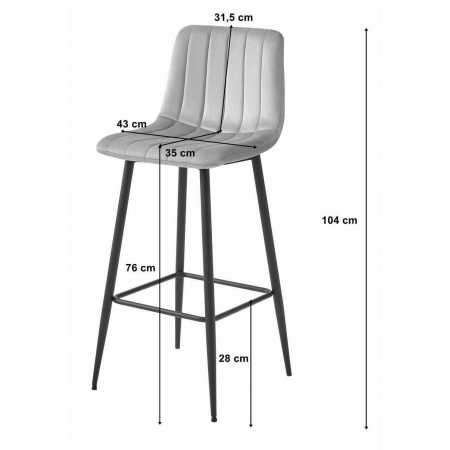 Scaun de bucatarie/bar, Artool, Pozza, catifea, otel, roz si negru, 43x35x104 cm [1]