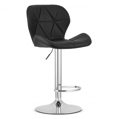 Scaune - Scaun de bucatarie/bar, Artool, West, rotativ, piele ecologica, negru si argintiu, 46x48.5x90-111 cm