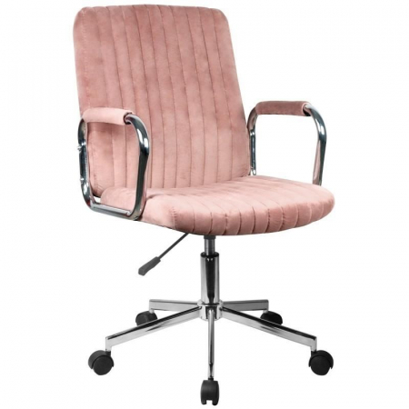 Scaune - Scaun rotativ, catifea, roz, max 120 kg, 51x61x92/102 cm