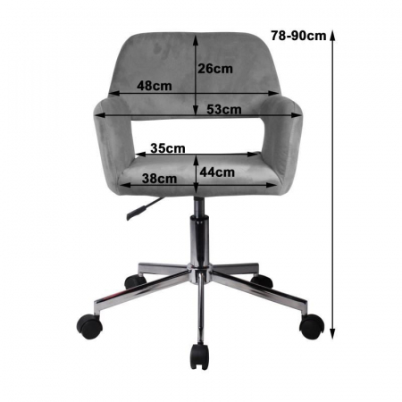 Scaun rotativ, catifea, roz, max 120 kg, 58x60x78/90 cm [4]