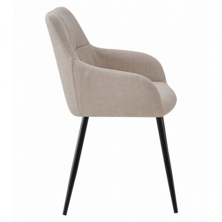 Scaun stil fotoliu bucatarie/living, Artool, Beni, stofa, metal, bej si negru, 57x59x85 cm [2]