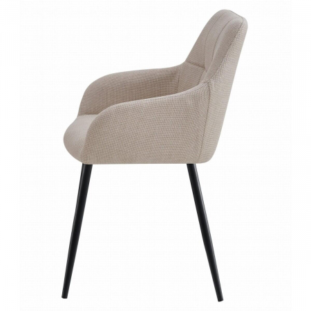 Scaun stil fotoliu bucatarie/living, Artool, Beni, stofa, metal, bej si negru, 57x59x85 cm [5]