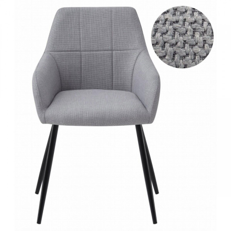 Scaun stil fotoliu bucatarie/living, Artool, Beni, stofa, metal, gri deschis si negru, 57x59x85 cm [5]