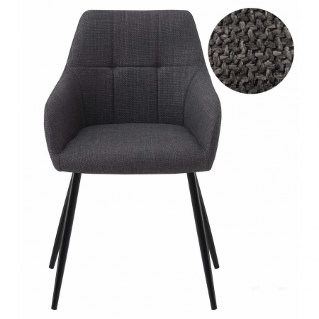 Scaun stil fotoliu bucatarie/living, Artool, Beni, stofa, metal, gri grafit si negru, 57x59x85 cm [2]