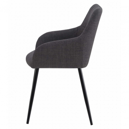 Scaun stil fotoliu bucatarie/living, Artool, Beni, stofa, metal, gri grafit si negru, 57x59x85 cm [3]