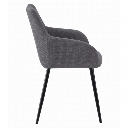 Scaun stil fotoliu bucatarie/living, Artool, Beni, stofa, metal, gri inchis si negru, 57x59x85 cm [3]
