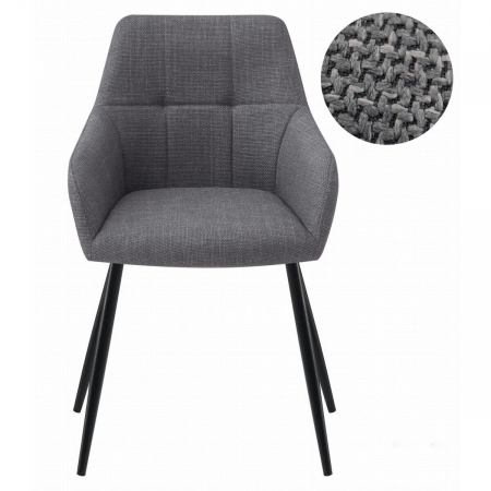 Scaun stil fotoliu bucatarie/living, Artool, Beni, stofa, metal, gri inchis si negru, 57x59x85 cm [2]