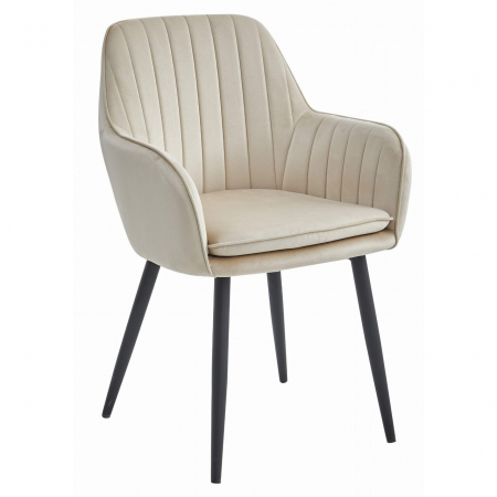 Scaune - Scaun stil fotoliu bucatarie/living, Artool, Lugo, catifea, metal, bej si negru, 57.5x56.5x86.5 cm