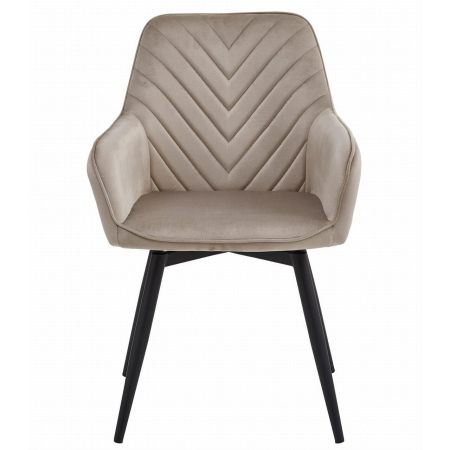 Scaun stil fotoliu bucatarie/living, Artool, Nana, rotativ, catifea, metal, bej inchis si negru, 56x61x83.5 cm [1]