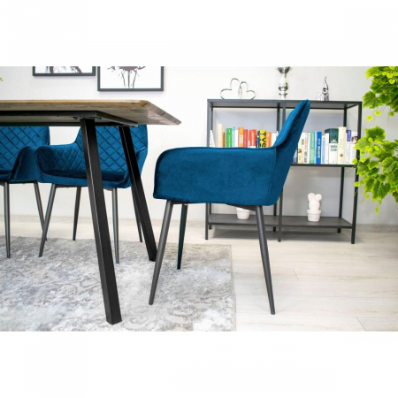Scaun stil fotoliu bucatarie/living, Artool, Nola, catifea, metal, bleumarin si negru, 58x57x79 cm [1]