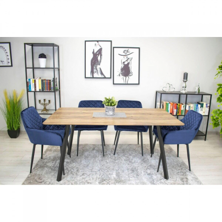 Scaun stil fotoliu bucatarie/living, Artool, Nola, catifea, metal, bleumarin si negru, 58x57x79 cm [3]
