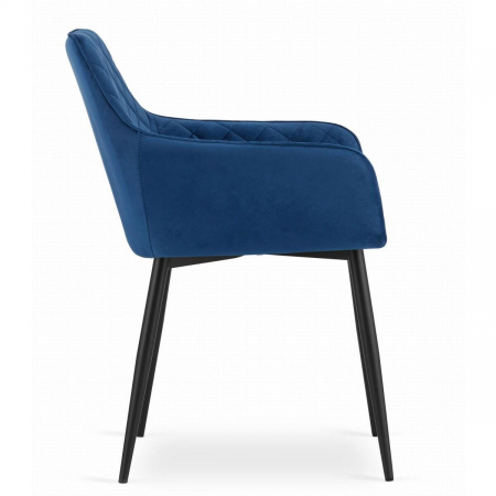 Scaun stil fotoliu bucatarie/living, Artool, Nola, catifea, metal, bleumarin si negru, 58x57x79 cm [12]